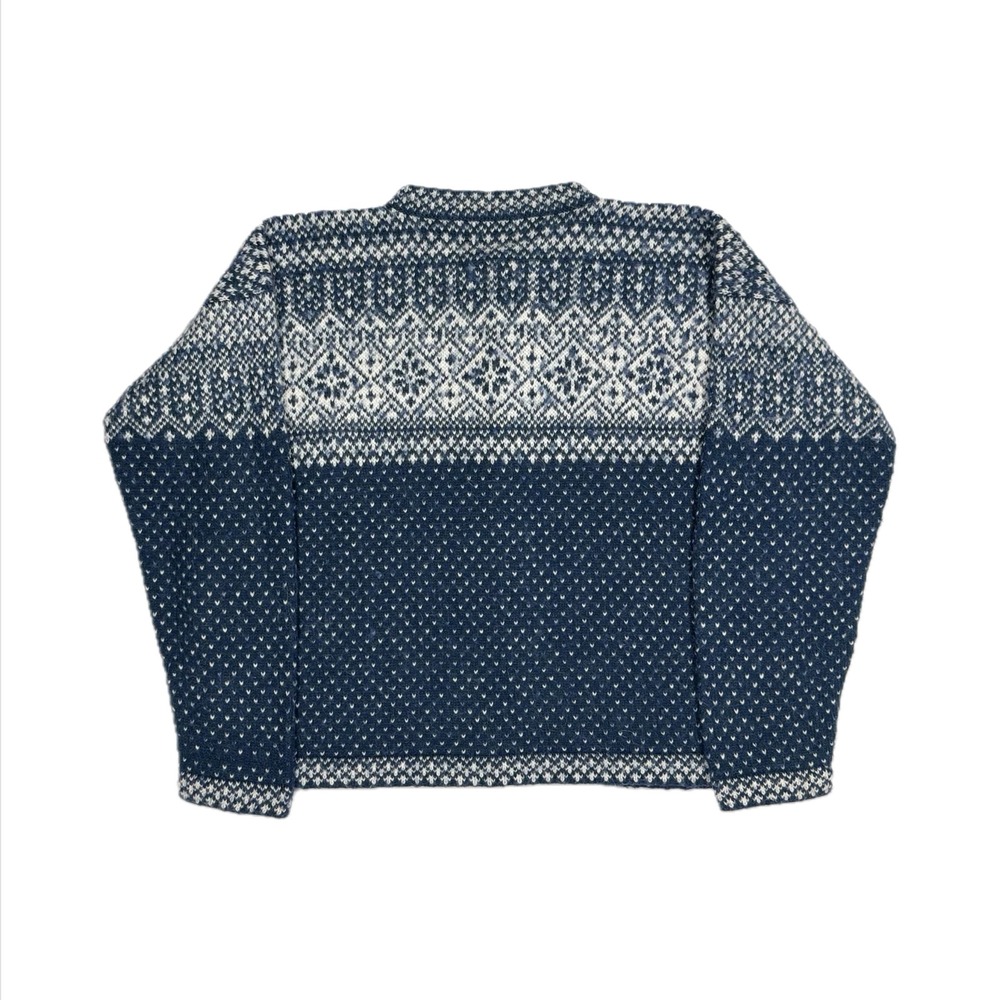 Alpaca Imprts Alpaca Wool blue white fair isle knit cardigan sweater women large - Picture 2 of 7